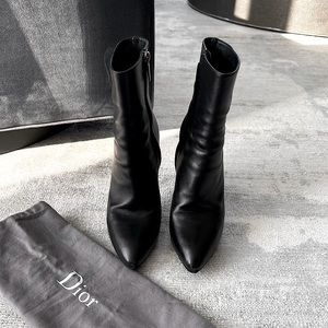 Christian Dior “Diorissimo”  black leather ankle boots 38